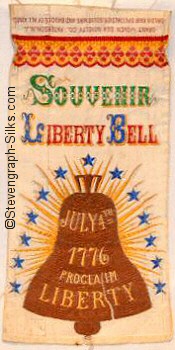 Ribbon with title words and image of the Liberty Bell