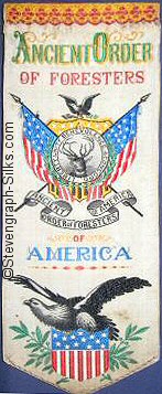 Ribbon with words and various emblems and American eagle