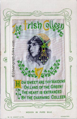 Colour image of portrait of Irish lass and poem.