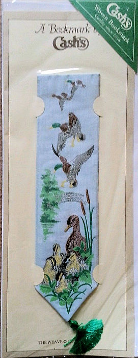 J & J Cash woven bookmark, with no words, but titled: MALLARDS