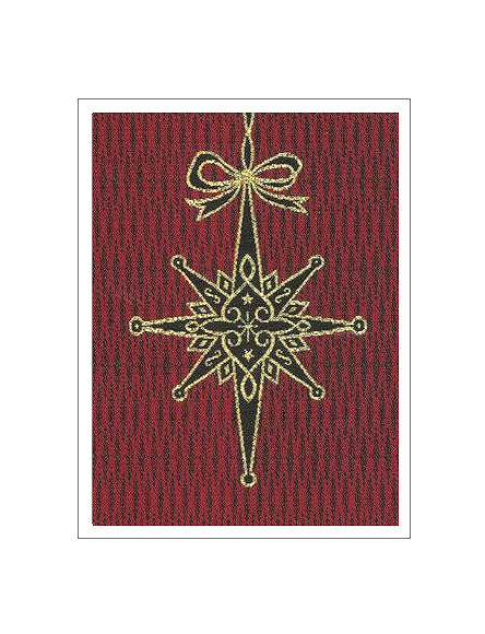 J & J Cash woven Christmas card, with no words, with image of a star, and titled: STAR