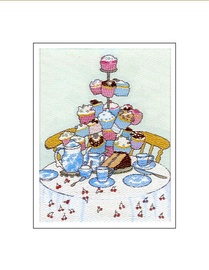 J & J Cash woven Nostalgic card, with no words, but titled: CUPCAKES