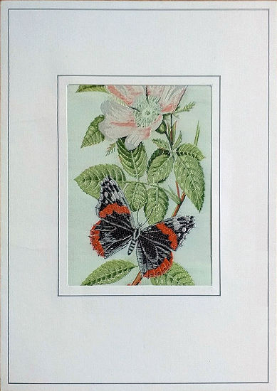 J & J Cash woven butterfly card, with no title words, but picture of a Red Admiral butterfly