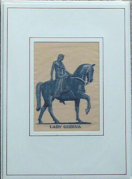 J & J Cash woven card, with title words: LADY GODIVA