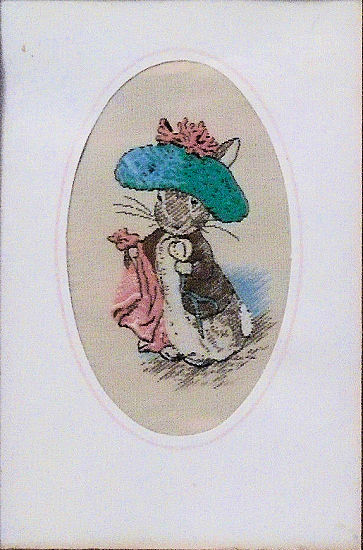 J & J Cash woven card, with no title words, but image of Benjamin Bunny