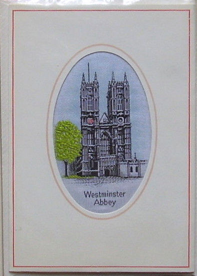 J & J Cash woven card, with title words: Westminster Abbey