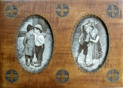 J & J Cash wooden box STYLE 3, with two woven pictures from the French series