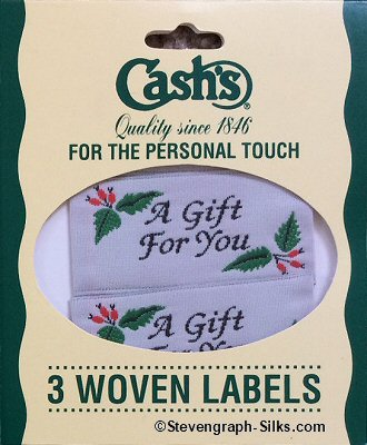 J & J Cash woven saw-on label with words: A GIFT FOR YOU