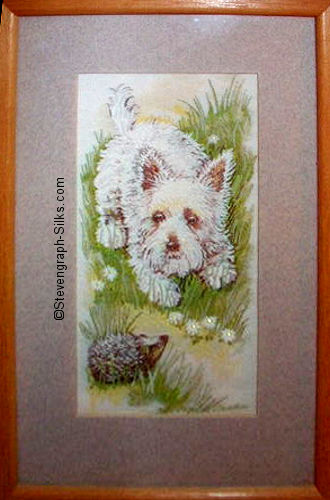 J & J Cash woven picture with image of a West Highland puppy