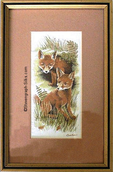J & J Cash woven picture with image of two fox cubs