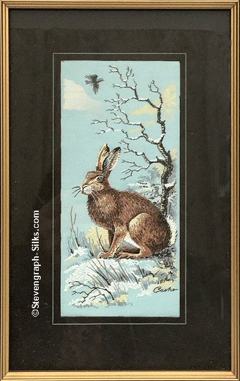 J & J Cash woven picture with image of an Hare