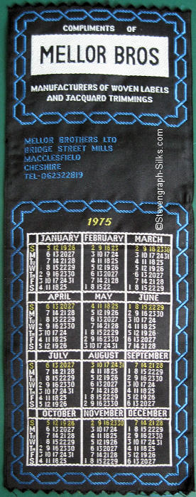 silk woven bookmark of 1975 Calendar