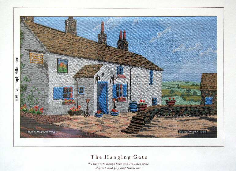 Brocklehurst-Whiston (BWA) silk picture of the Hanging Gate Inn