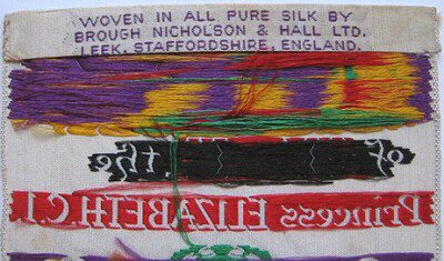 reverse of this bookmark, showing the BN&H woven name