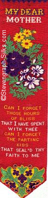 Bookmark with title words, image of flowers, then words of verse