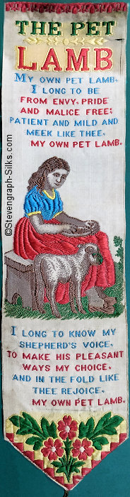 Bookmark with image of little girl with her pet lamb, and words