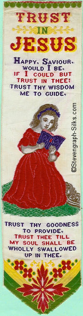 Title words and words of a verses, then image of a young lady reading, followed by words of a second verse