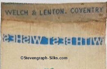 Welch & Lenton woven credit on the top turnover of this bookmark
