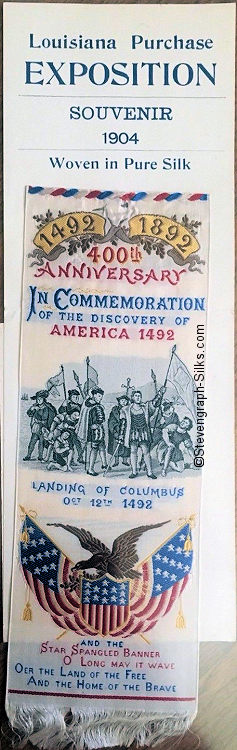same bookmark but attached to a 1904 Louisiana Purchase stiff backing paper