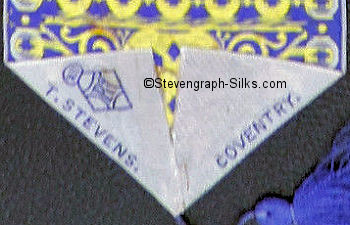 Stevens logo and incomplete diamond registration mark woven on the reverse pointed end