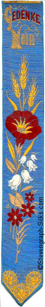 blue bookmark with german words as title and image of flowers