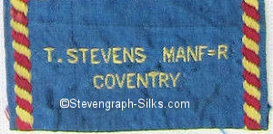 Stevens logo on the reverse top turn-over of this bookmark