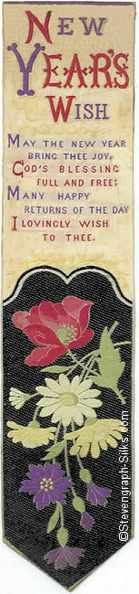 Image of bookmark with title words, words of verse and flowers
