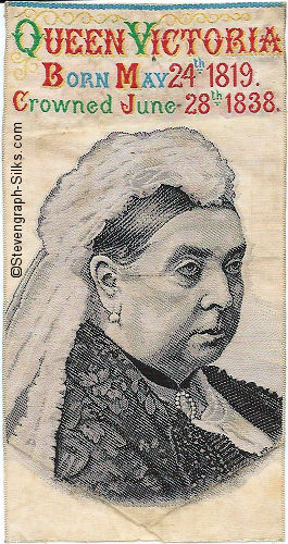Square bookmark with portrait of Queen Victoria and attached tassle