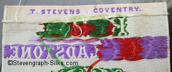 Stevens logo on the reverse top turn-over of this bookmark