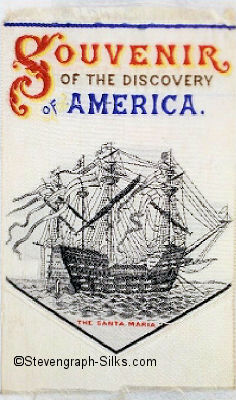 Bookmark with words and picture of The Santa Maria sailing ship