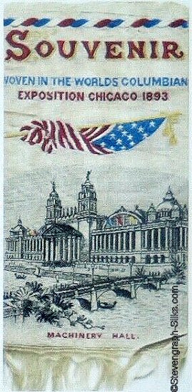 Bookmark woven in the Worlds Columbian Exposition, Chicago 1893