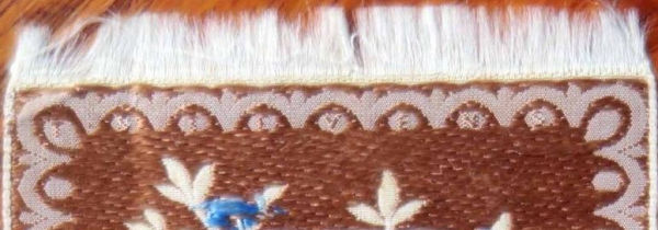 image of Stevens woven name on reverse top of this silk rectangle