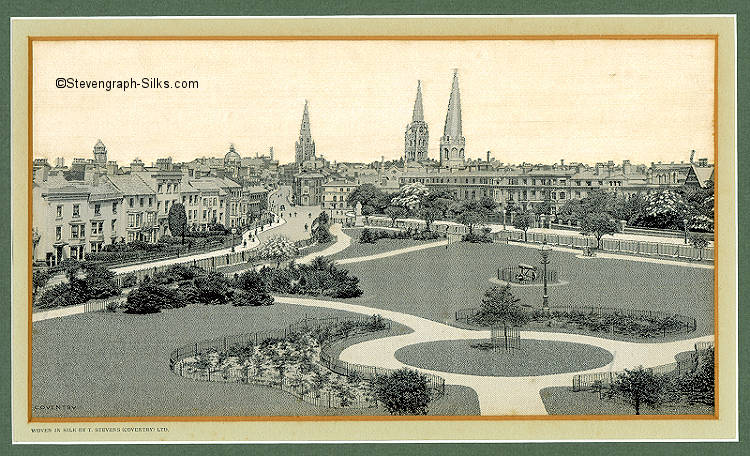 Image of the City of Coventry in the early 1900's, with Grey Friar's Green in the foreground