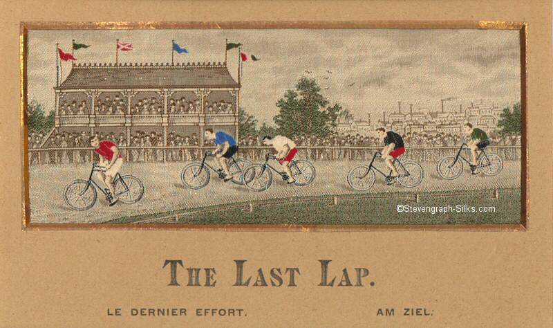 Image of normal Steven's THE LAST LAP, but with three titles printed on card mount