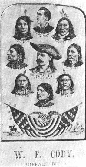 Image of Buffalo Bill (Col. W.F. Cody), together with 7 American Red Indian chiefs and one other portrait