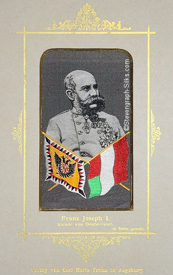 Silk portrait of Franz Joseph 1 of Austria, as an older man