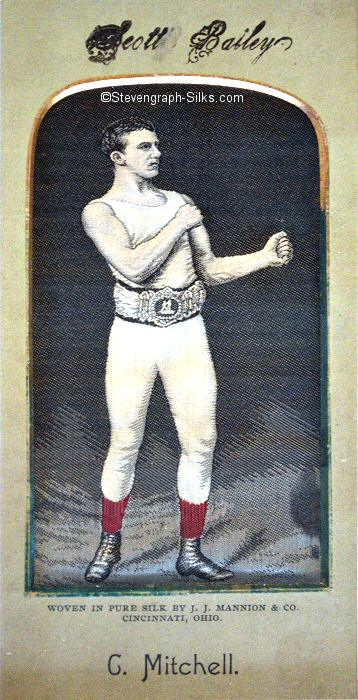 Image of boxer Charley Mitchell, in card mount with J. J. Mannion credit