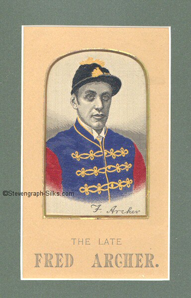 The Late Fred Archer - with Black cap, scarlet sleeves and Royal Purple with gold braid jacket