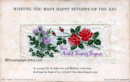 Stevens Alpha series postcard with image of Scottish thistle and English rose and Irish shamrock, together with words