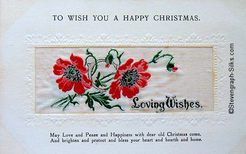 Alpha series postcard with image of red poppies and title words
