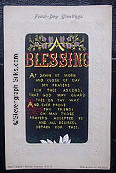Stevens Alpha series postcard with woven A BLESSING words and printed title