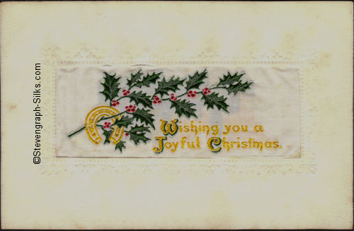 Alpha series postcard with woven WISHING YOU A JOYFUL CHRISTMAS words, but no other woven or printed words