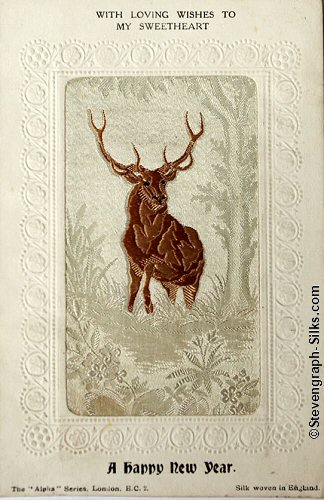 Stevens Alpha series postcard with image of a stag and printed title words only