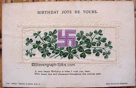 Stevens Alpha series postcard with symbol of Good Luck and shamrocks