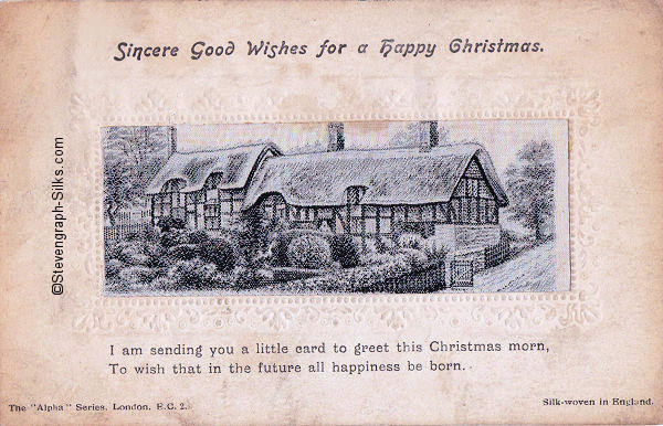 Stevens Alpha series postcard with image of Anne Hathaway's Cottage and printed words