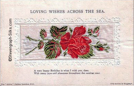 Alpha series postcard with red rose