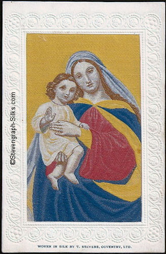 Portrait image of Madonna holding the baby Jesus