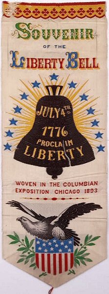 Bookmark with words and images of The Liberty Bell and eagle
