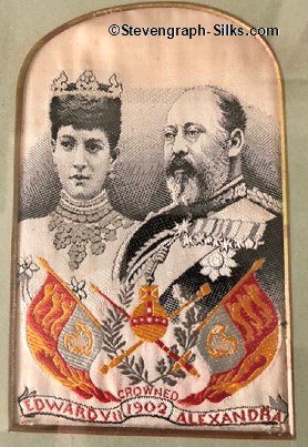 woven silk portrait of His Majesty King Edward VII and Queen Alexandra
