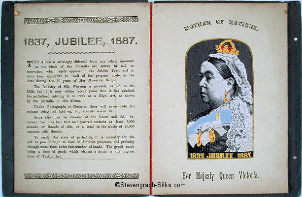 First two pages of book, giving details of Queen Victoria's Jubilee, and her portrait